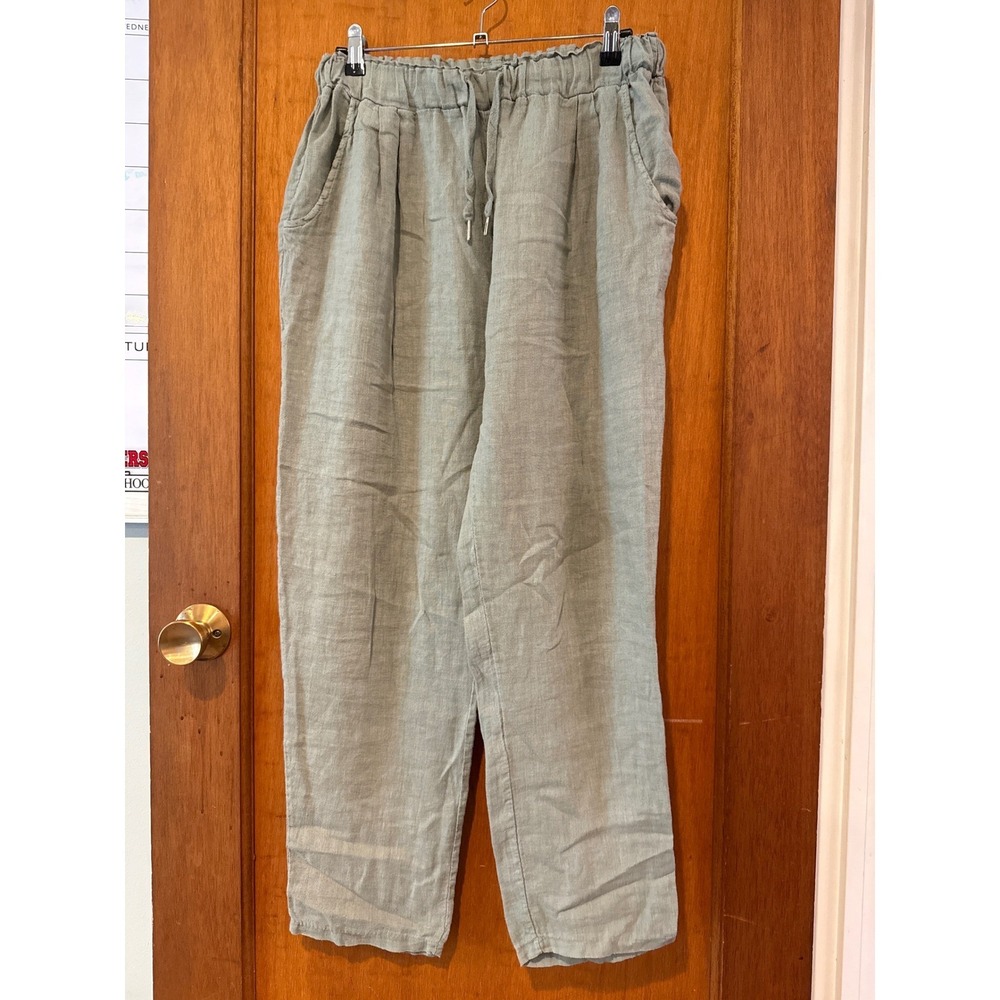 Karamel made in Italy linen Olive green‎ pants